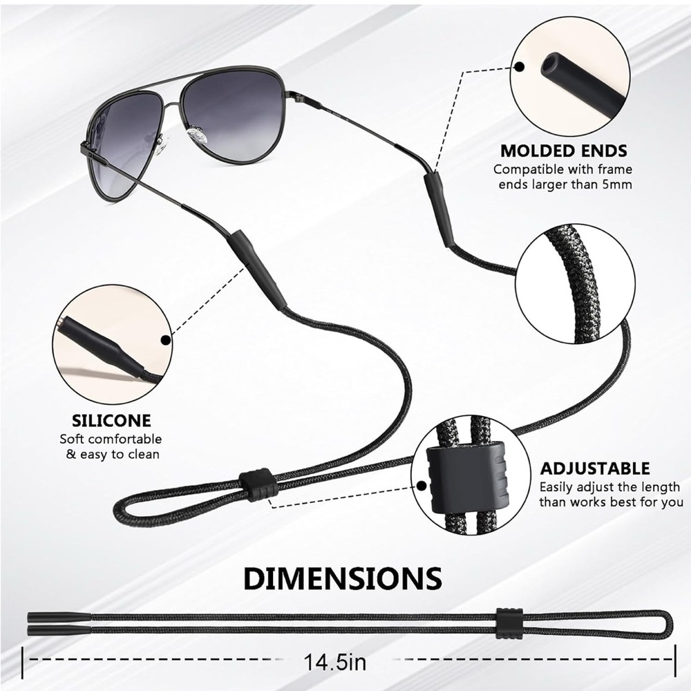 10Pcs Universal Black Eye Glasses Holder Strap Sunglasses Straps Cords Men Women
